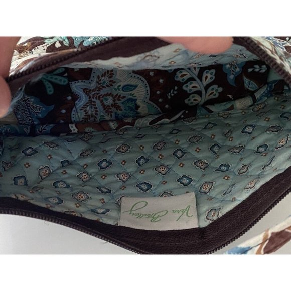 Vintage Vera Bradley Java Blue Tote Bag Purse Shoulder Paisley Brown Zip Closure - Picture 8 of 16